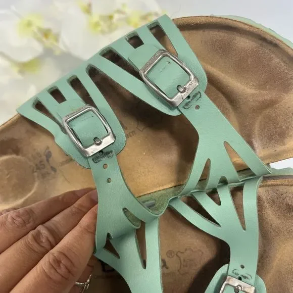 Birkenstock Green Sandals with Silver Buckles - Picture 10 of 14